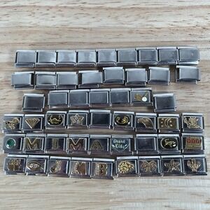 Lot of 51 Nomination&other Italian Charm Bracelet Stainless Steel Links Modular